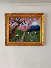 Framed Original Red-Crowned Crane Landscape Acrylic Canvas Painting Wall Art