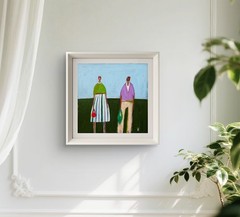 Folk Painting Original Abstract People Portrait Canvas Woman Whimsical 10×10 Art