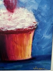 Cupcake With Heart Contempo Expressionism Gicelle Print Signed Fine Art 10 X 13”