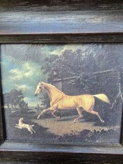 A Palomino & A Spaniel Landscape by Charles Towne Mini Giclée Varnish Print