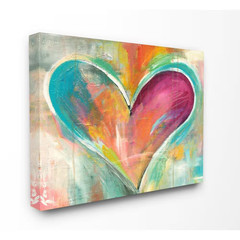 16 In. X 20 In.“Abstract Colorful Textural Heart Painting“ by Artist Kami Lerner