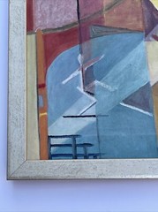 ANTIQUE CIRCUS PAINTING ABSTRACT CUBIST CUBISM MODERNISM MID CENTURY PERFORMERS