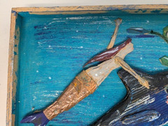 Folk Art original Dennis, MA Cape Cod Shark & Mermaid wood wall hanging