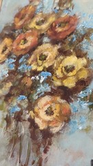 Laura Fiorini – Milano – Oil Painting Still Life Flowers Wooden Frame 44.5 x 53.5cm