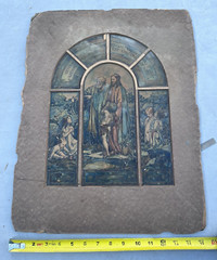 Antique Stained Glass Window Design Art Watercolor Painting Church Jesus Life