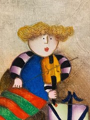 Joyce Roybal Original Oil Painting Woman Playing Violin Music Art Signed
