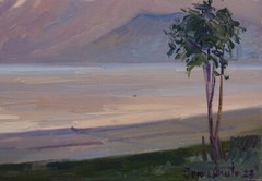 Sunset Landscape „Golden hour by the lake “ Oil on wood panel painting 40cmx50cm
