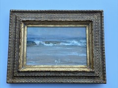 ANTIQUE COASTAL PAINTING BEACH WAVES 1920’S ESTATE STAMPED SIGNATURE MYSTERY SEA