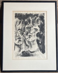 RARE Vintage 1961 Artist JC Zikmund Charcoal Drawing Signed Ltd Ed Art Print 8/9