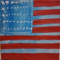 Original Art Acrylic On Canvas 12″ X 12″ Flag (USA Flag That Seems A Little Off)