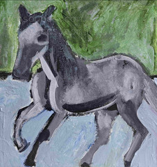 Original 8″x8″ horse acrylic painting on stretched canvas, signed on the back