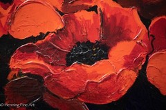 Beautiful Tom Irish Impasto Oil Painting Red Poppy Flowers, FINE & RARE! 2/3