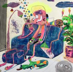 ALAIN DONATE CUBAN ART ORIGINAL MIXTA ,CARDBOARD SURREAL 23″X 28″ COLLECTION