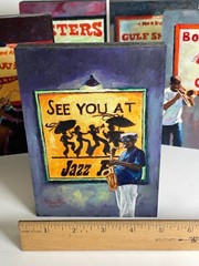 Set of 5 Original Painted Blocks by LA artist Martin Wohlgemuth New Orleans