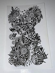 Original Ink Drawing Signed By Artist. Black & White, Modern Doodle Art. 9×5.5 “