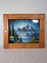 Signed Tramp Art Framed Landscape Spray Paint On Board Aerosolgrafia Street Art