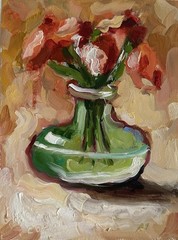 original oil painting Floral Flowers 15х20cm Wall Art Semi-Abstract Still Life