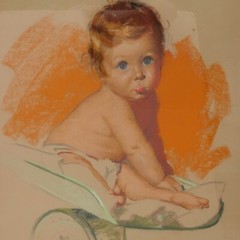 GLORIA MORAN ORIGINAL PASTEL PAINTING BROWN AND BIGELOW ADVERTISING ARTIST