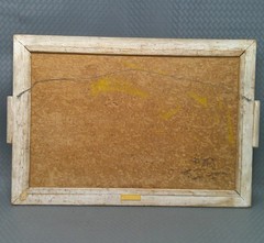Vintage Mid Century Reverse Glass Painting Folk Art World Culture Children 20×14