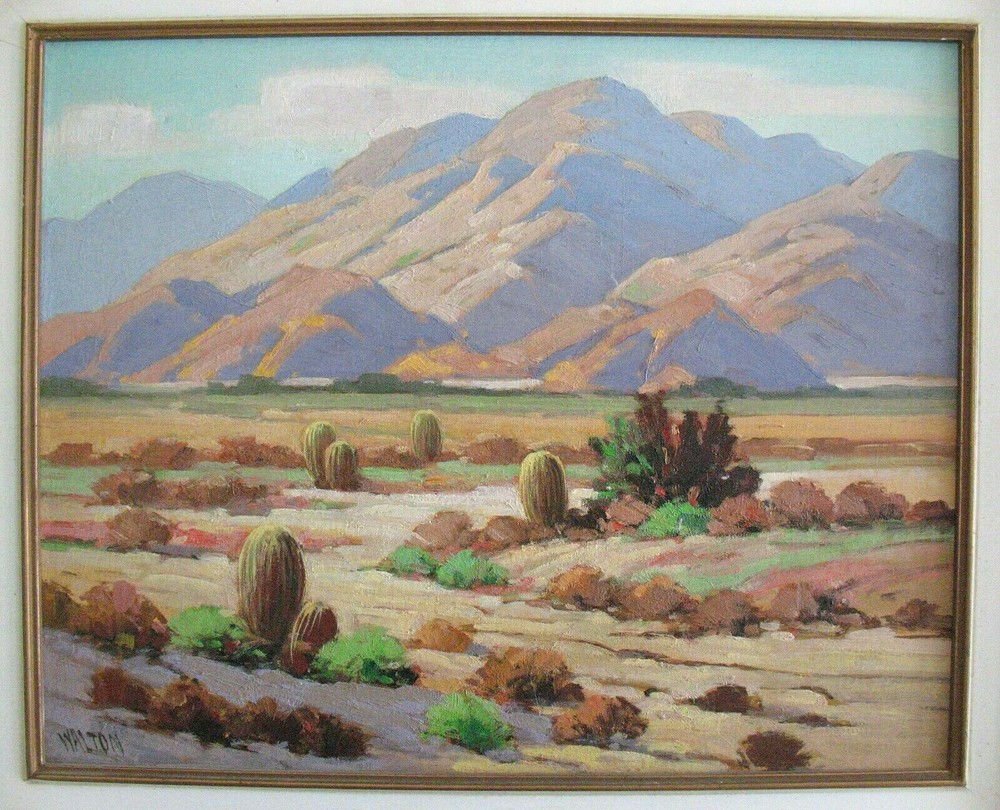 Walter Farrington Moses Framed Vtg. Orig. Desert Oil Painting – Mt. San Jacinto