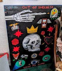 ‚Out Of Darkness‘ Original Painting Collage Outsider Art 39″X 27″ Christian Art