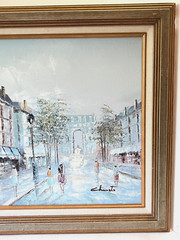 Framed Oil on Canvas Painting Paris Street Scene Signed Christo 19.5″ x 15.5″