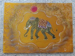 THAI ELEPHANT Acrylic Painting on SATIN 15.5 X 11.5 inch symbol of success