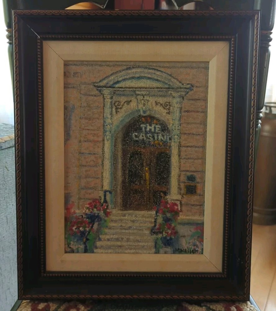 Original Margaret D. Hassett Artist „The Casino Doorway ‚ Oil Pastel On Canvas