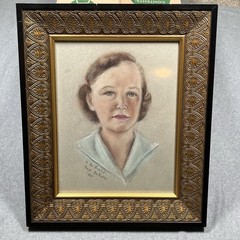 Mid Century Pastel Sketch Woman New Orleans De Souza Frame Included