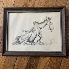 Signed Jeri Funny Old Horse Print