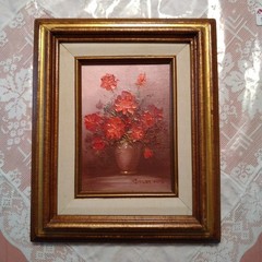 Robert Cox Oil Painting Still Life Roses 12×10″ Signed Wood Framed Vintage