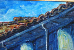 Original Hecto Vidal Oil Painting Tinajones, Colonial Patio Camaguey, Cuba 20×16