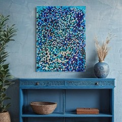 Painting Acrylic Original Large Art Canvas Blue Unique Hand Painted Painting