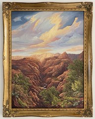 Marie Onti VTG Plein Air Grand Canyon Sunset River AZ Desert Landscape Painting