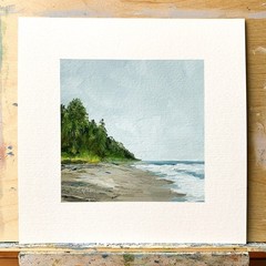 8×8 PNW Original Oil Painting Olympic National Park Coastal Seascape Art Signed