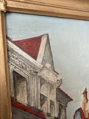 19th Century French Village Painting 21 X 25