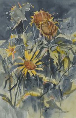 John Lancaster – 20th Century Watercolour, Sunflowers In A Field