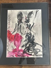 Vintage Spanish CRISTINA CASADEVALL Acrylic Painting Abstract Flamenco Dancers