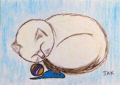 Cat Mouse Toys ACEO Original Painting „Sweet Dreams“