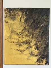 “Obsidian Drift“: A Study in Black & Gold Motion” OOAK abstract Painting.