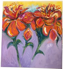 Orange Flowers, Large Original Oil Paintings