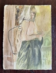 Original Signed Abstract Figural Watercolor Art Painting On Paper Woman 11”x15”