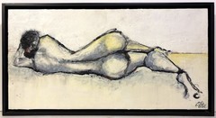 CONTEMPORARY MODERN ENCAUSTIC PAINTING of a RESTING FEMALE NUDE