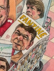 Sandy Huffaker (1943-2020) Funny Mixed Media – 1970’s Political Figures Parodies
