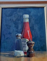 Jarvis Wilcox Still Life Painting Heinz Ketchup, Salt & Pepper – Connecticut Art