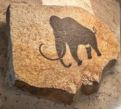 Mammoth Primitive Cave Painting on Hanging Stone Approx. 11x9x1 Inch