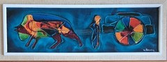 ABSTRAKT RELIEF PAINTING MID CENTURY MODERN WALL ART LARGE HENRY ROLINSKY 110 CM