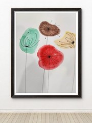 Abstract Expressioinistic Flowers Original Wall Art 14X11 Paper Watercolor