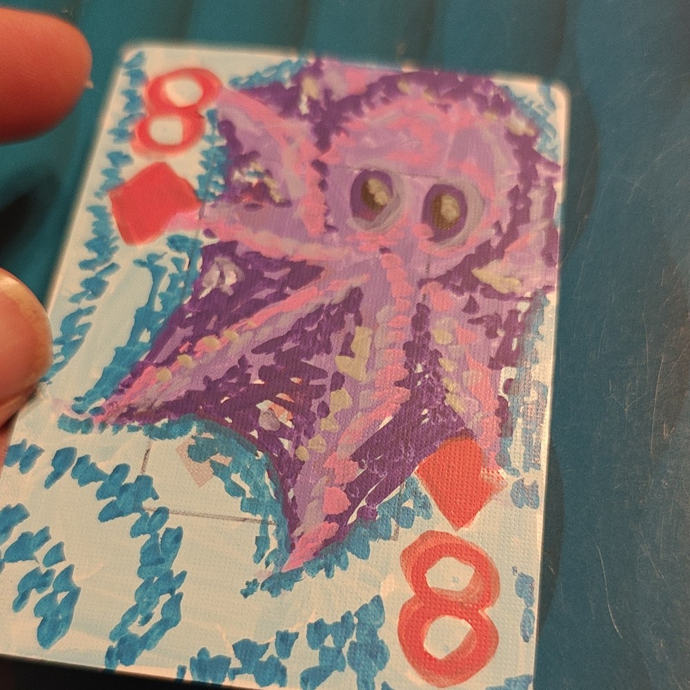 ACEO by Emily Meinert Art Card Purple Octopus Hand Painted Playing Card