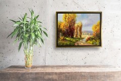 Hungryartist -Original Oil Painting of Autumn Landscape Canvas 12×16 Framed